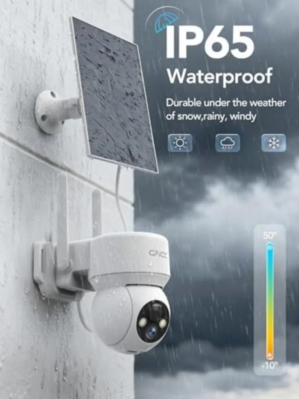 2-Pack Solar Security Cameras with 2.4G WiFi & Color Night Vision - Outdoor